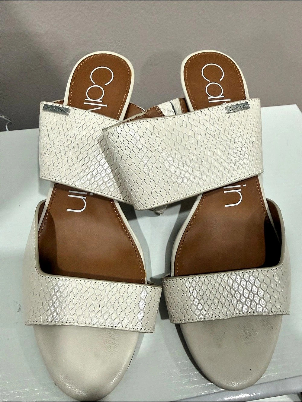 Calvin Klein Textured Heels in White
